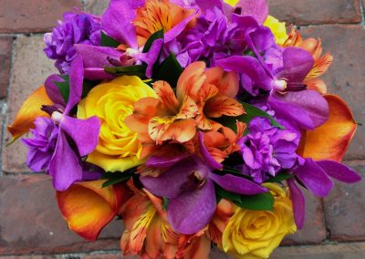 Colorful tropical wedding bouquet