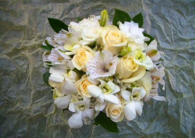 Wedding bouquet of mixed white flowers